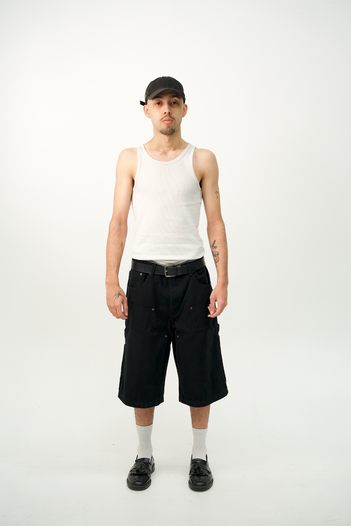 VINTAGE DOUBLE KNEE JORT - BLACK