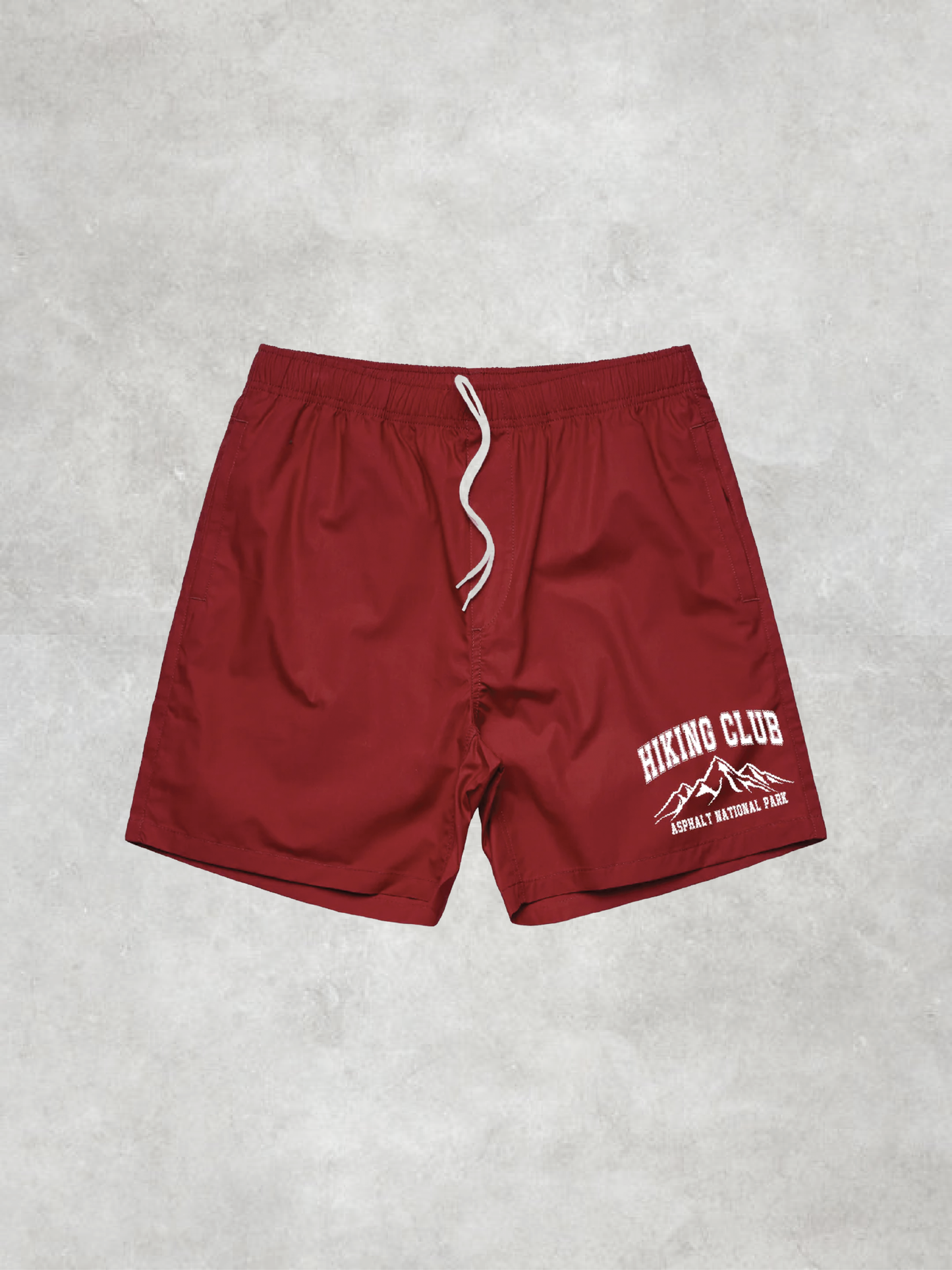 "Hiking Club" Nylon Shorts - Cardinal Red