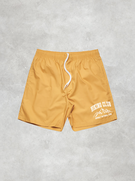 "Hiking Club" Nylon Shorts - Mustard Yellow